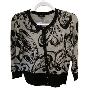 Premise Women's 3/4 Sleeve Cardigan Sweater Grey And Black Snaps NWT Varies
